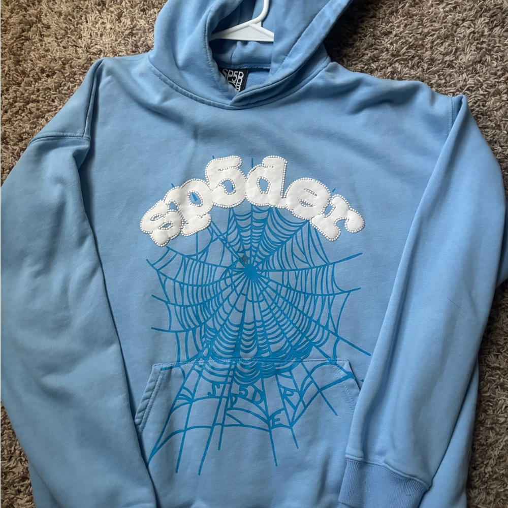 Spyder Men's Blue Hoodie with Web Design